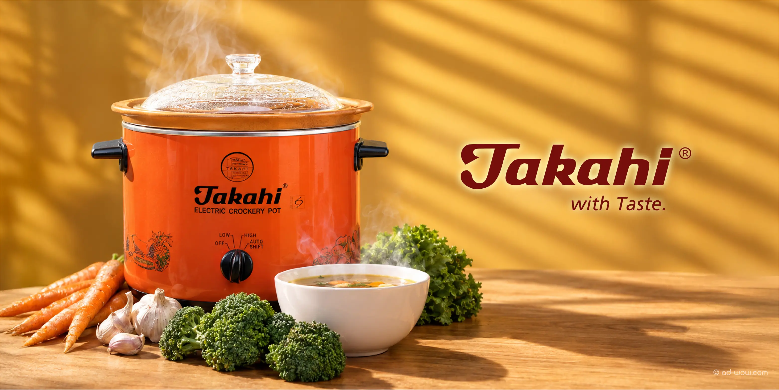 Takahi brand refresh hero banner by ADWOW featuring the redesigned slow cooker range