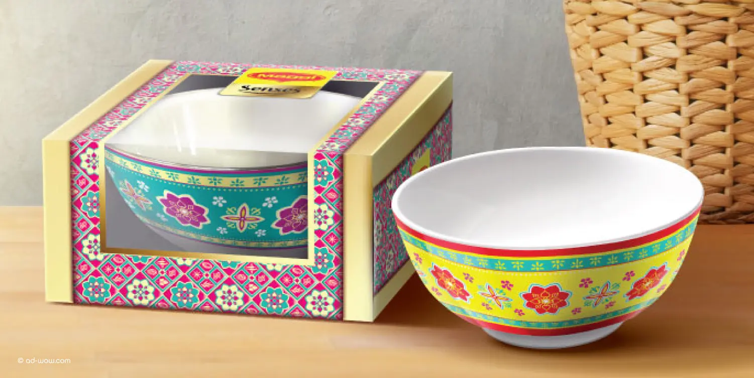 Maggi thematic premium gift packaging design for seasonal brand engagement.