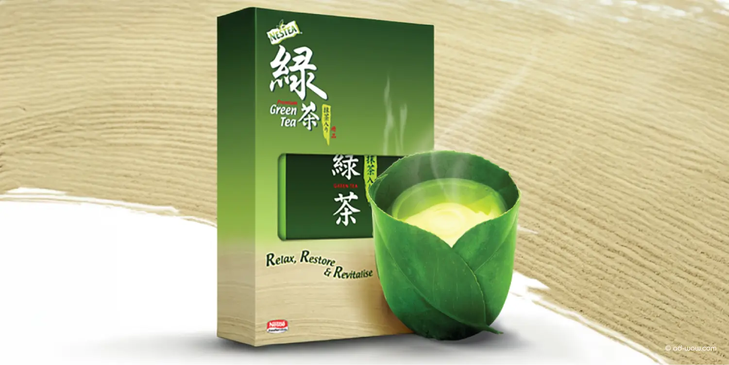 Nestlé Nestea Japanese Green Tea packaging design for premium beverage branding.