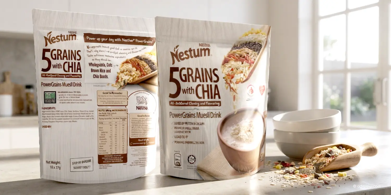 Nestum packaging concept development sketch, design stage 1