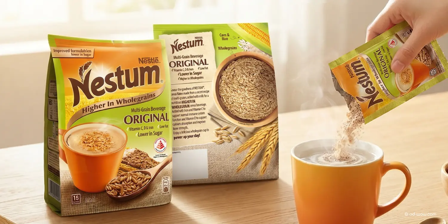 Nestum Original multi-grain cereal beverage packaging design