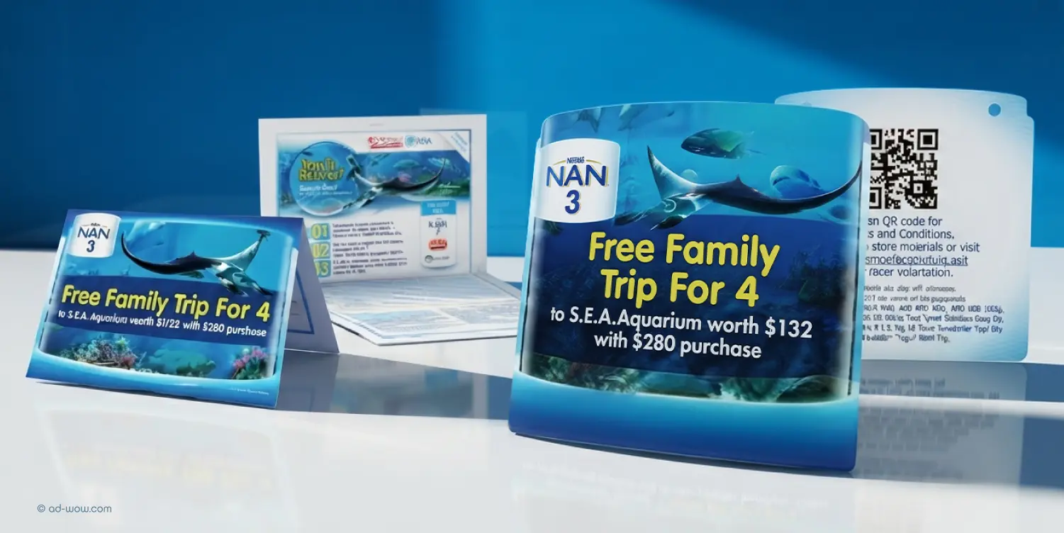 Nestlé NAN print collateral design for family trip consumer promotion