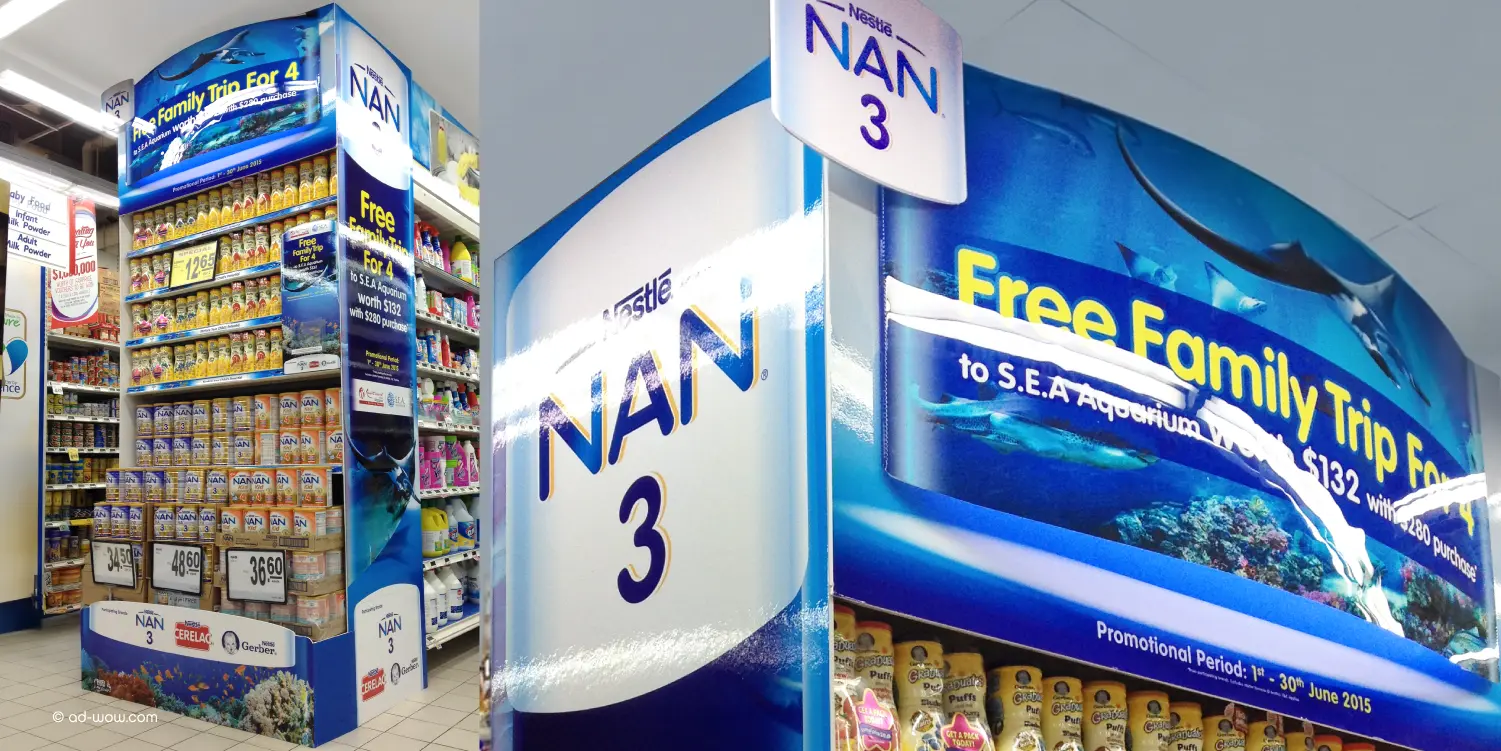 Nestlé NAN in-store thematic campaign display design, Singapore retail